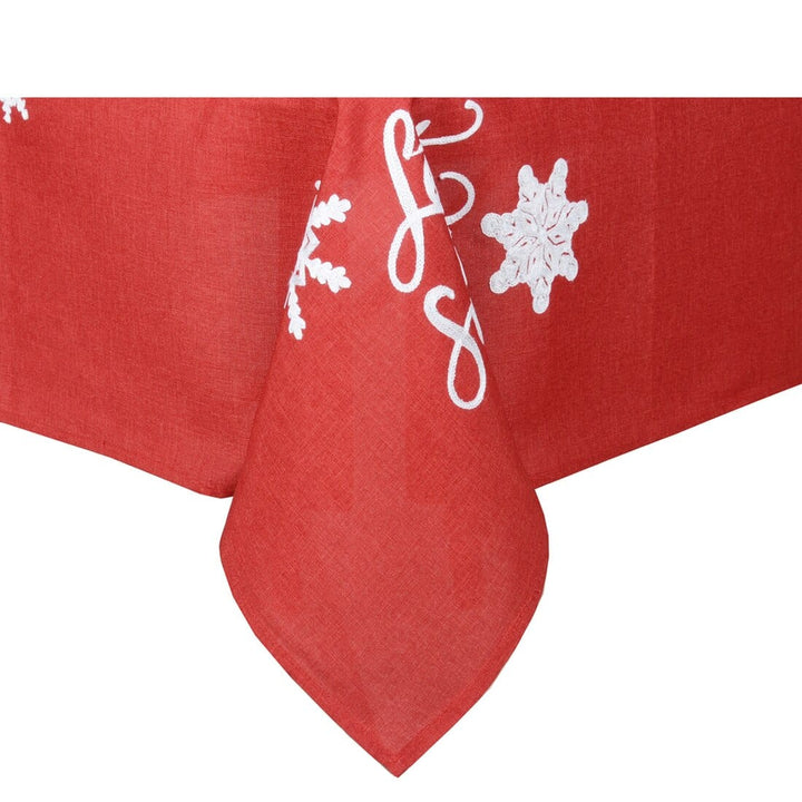 Let It Snow Fabric Tablecloths / Napkins Xmas Decoration Red / 52 x 70"