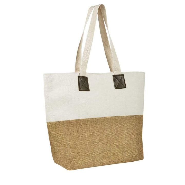 Womens Shimmer Canvas Beach Shoulder Shopping Bag Tote Cappuccino