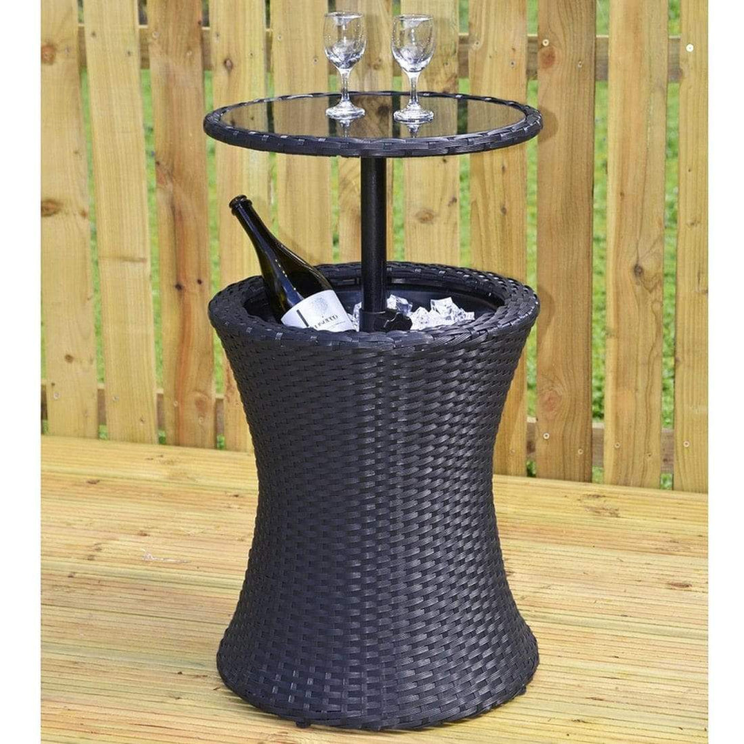 Azuma Drinks Cooler Table Garden Patio Rattan Black or Grey