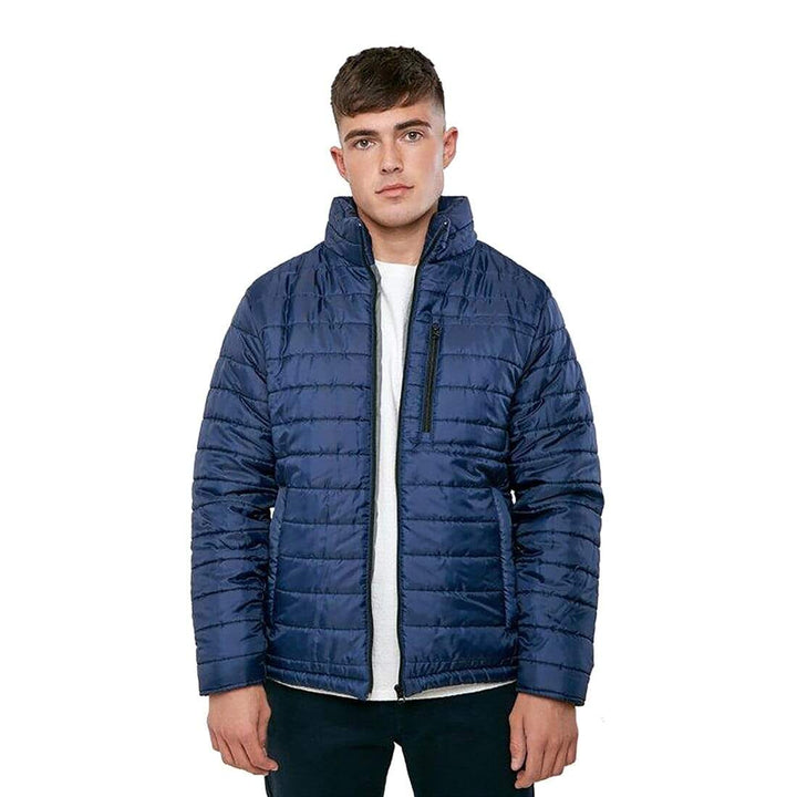 Mens Quilted Jacket Funnel Neck Puffer Winter Coat Padded