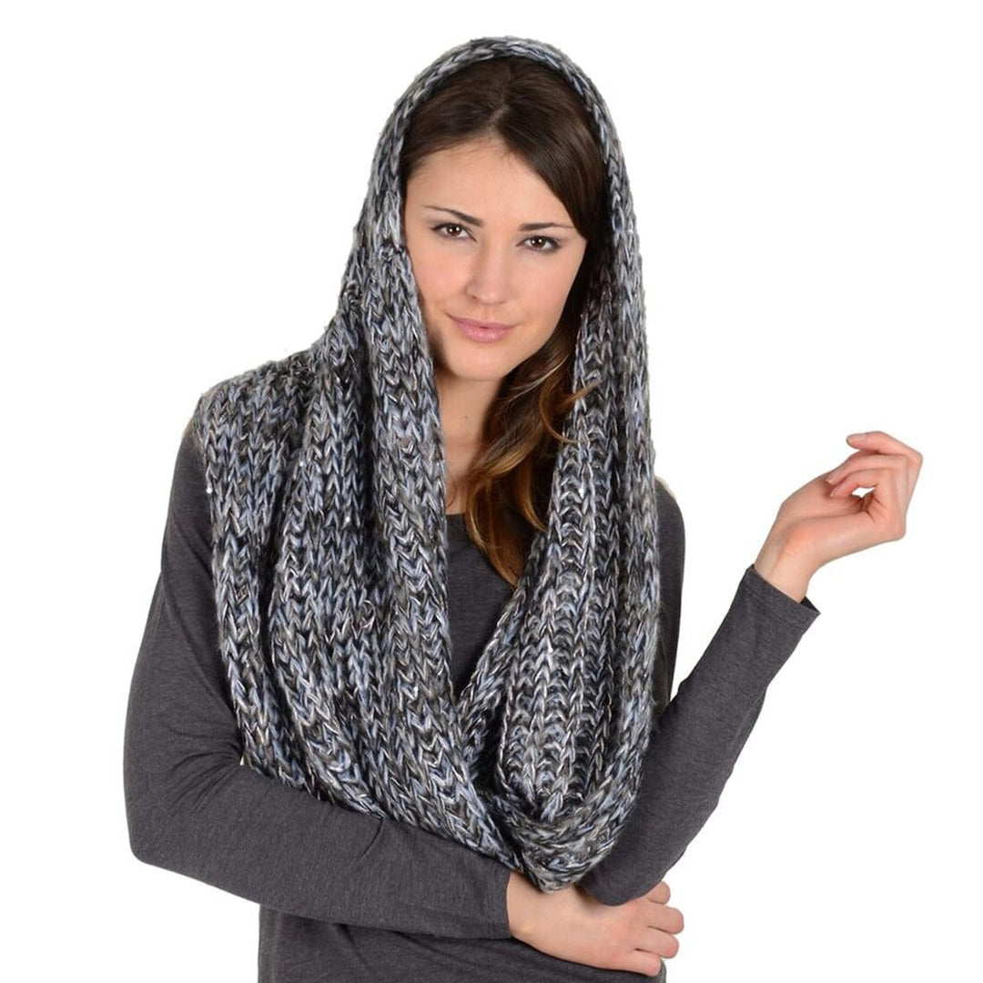 Womens Winter Snood Soft Knit Sparkly Sequins Wrap Scarf