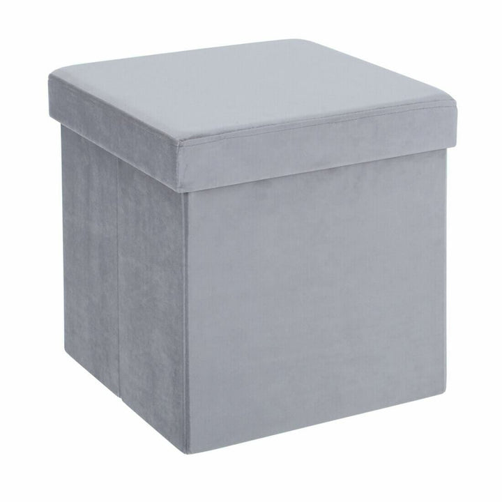 Hodge &amp; Hodge Velvet Effect Storage Ottoman With Lid Light Grey