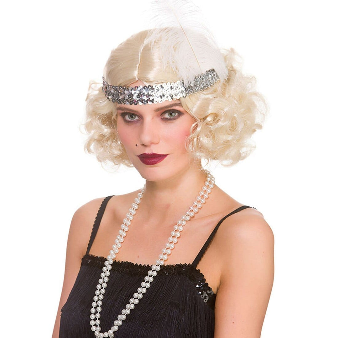 Curly Flapper Wig 1920s Hair Halloween Fancy Dress Party Blonde