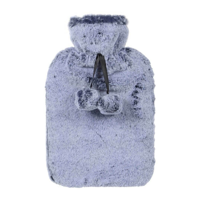 Hodge &amp; Hodge Luxury Faux Fur 2 Litre Hot Water Bottle 2 Tone Ocean Blue