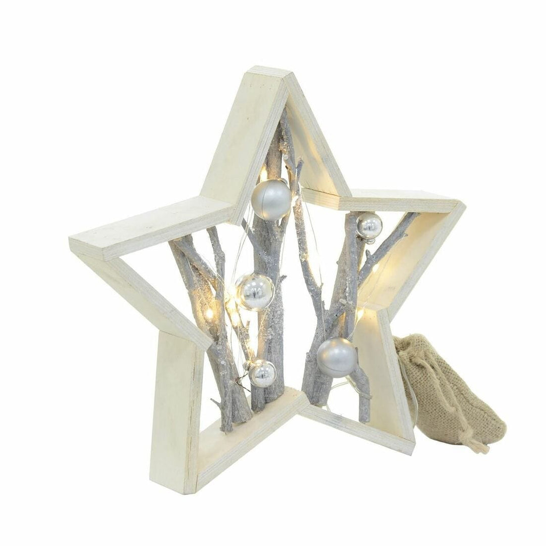 Pre-Lit Wooden Rectangle/Star Frame Christmas Decoration