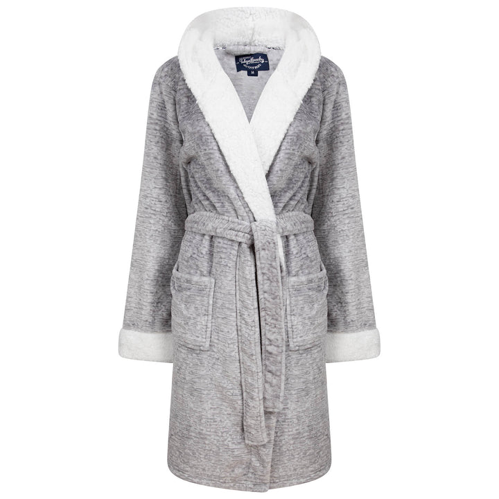 Womens Hooded Tokyo Laundry Dressing Gown Robe Marl Grey S