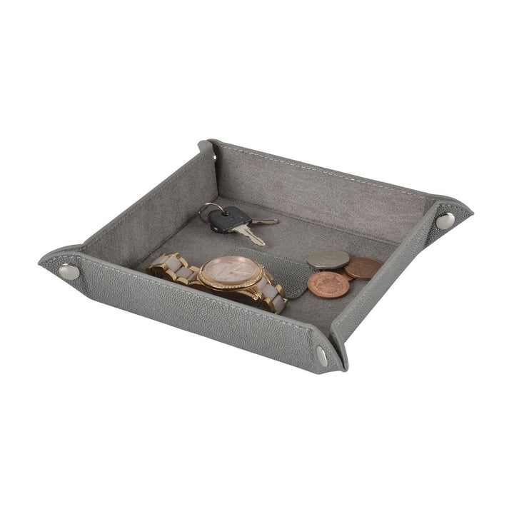 Faux Leather Valet Tray For Coins/Keys/Phone Desktop or Bedside Marled