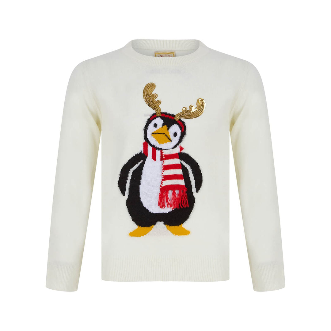 Kids Sequin Reindeer Penguin Christmas Jumper Gardenia / 4-5 years