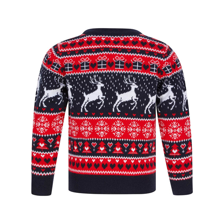 Kids Reindeer Traditional Pattern Christmas Jumper