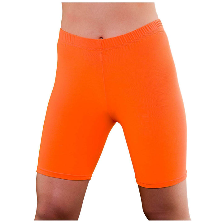 80s Cycling Shorts Neon Fancy Dress Hen Party Halloween Orange / M/L