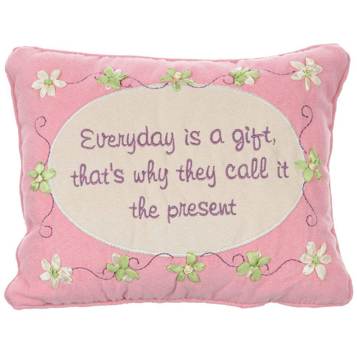 Embroidered Cushion Sentiments Message Gift Keepsake Pink