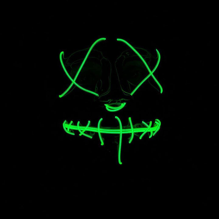 Neon Light Up Mask Adults LED Purge Halloween Fancy Dress Green