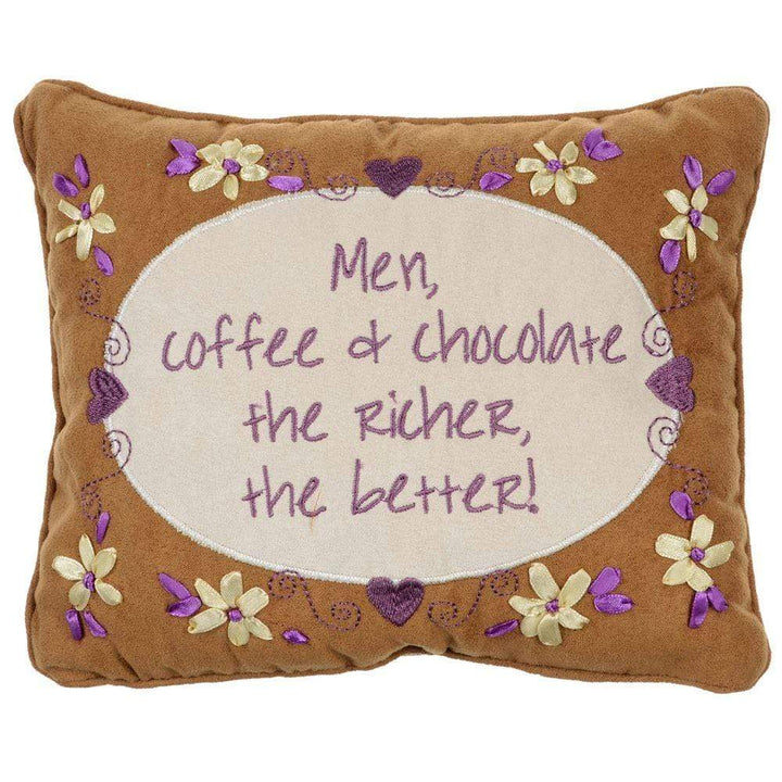 Embroidered Cushion Sentiments Message Gift Keepsake Brown