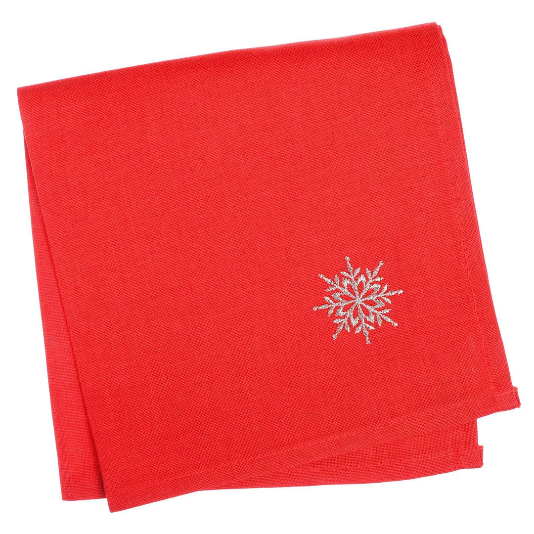 Fabric Christmas Tablecloths Table Covers / Napkins Snowflake Red / 4pk of Napkins