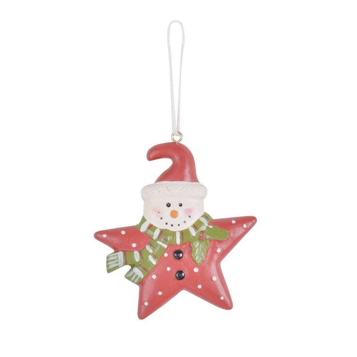 Set Of 6 Novelty Snowman Christmas Tree Decorations Boxed Snowman Star