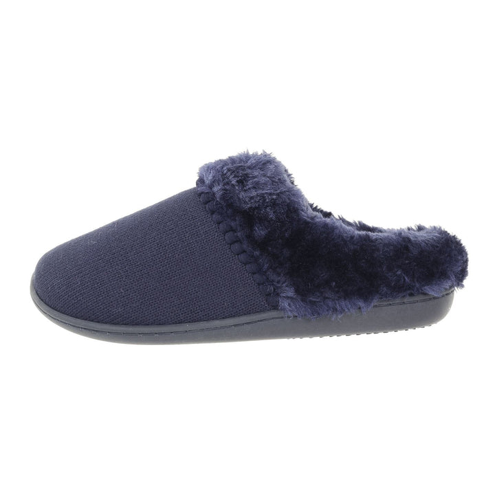 Womens Mule Slippers Knitted Upper Fleece Lining Non-Slip