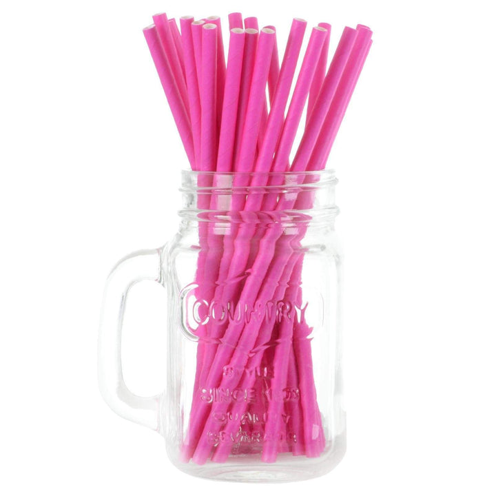 250 Eco Friendly Recyclable Paper Straws Bright Colours Hot Pink