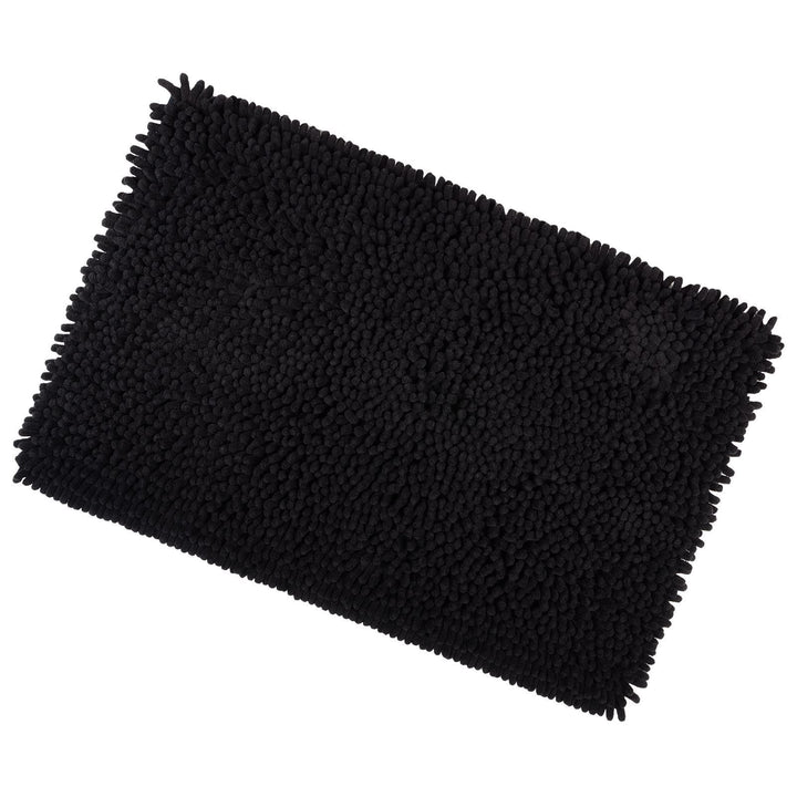 Absorbent Thick Shaggy Loop Noodle Non Slip Bathroom Bath/Shower Mat Black / 50x80cm