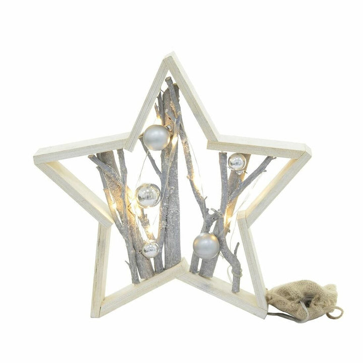 Pre-Lit Wooden Rectangle/Star Frame Christmas Decoration Star 29cm