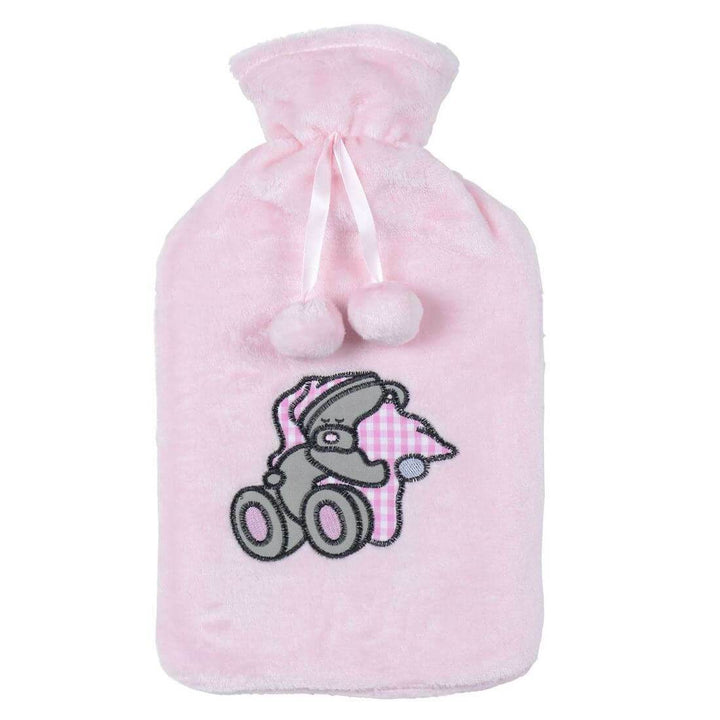 Hot Water Bottle Large Plush Fleece Cover Novelty Pompoms Teddy