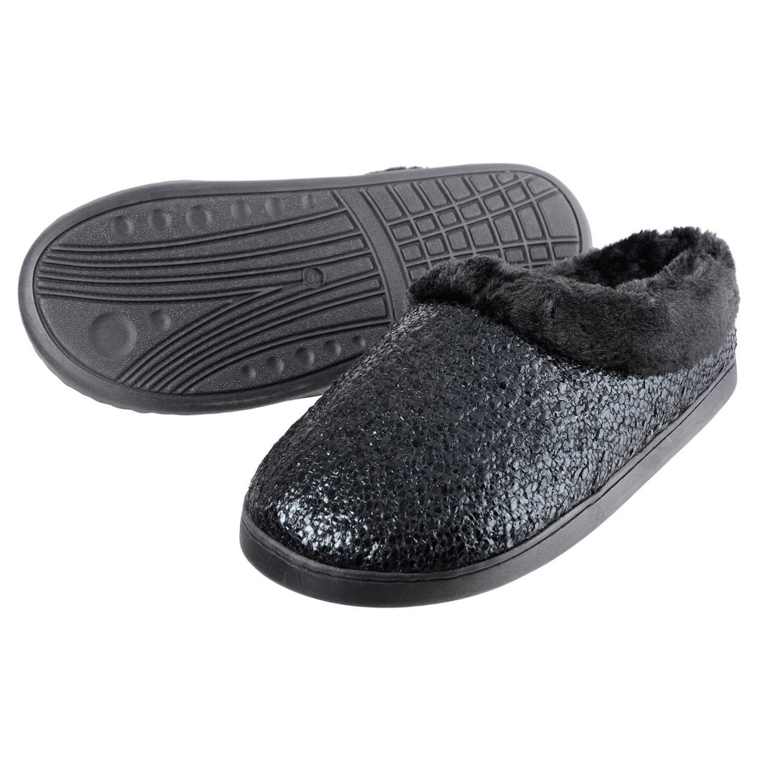 Womens Chloe Slip On Mule Slippers With Faux Fur Lining