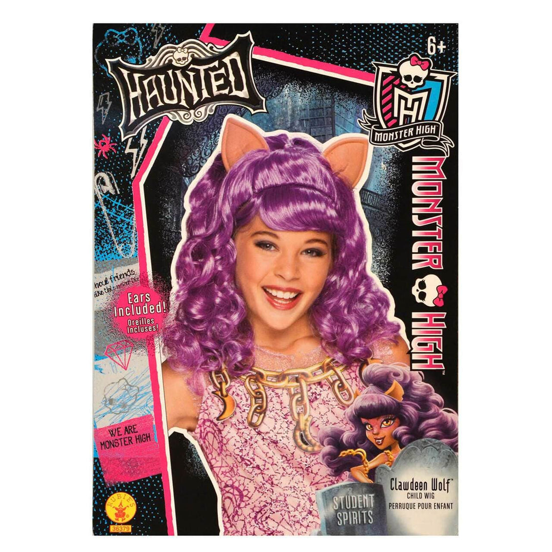 Monster High Wig Girls Fancy Dress Character Hair Kids 6+ Clawdeen Wolf - Purple