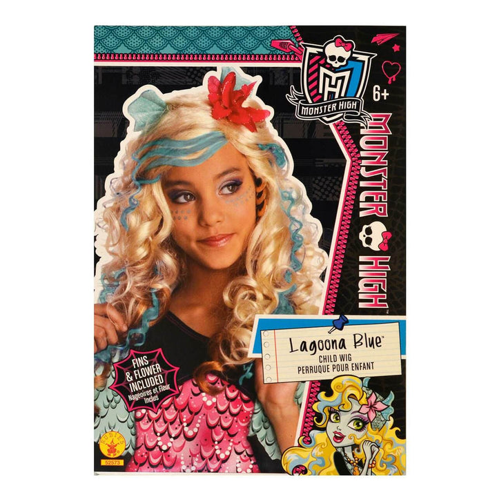 Monster High Wig Girls Fancy Dress Character Hair Kids 6+ Lagoona Blue