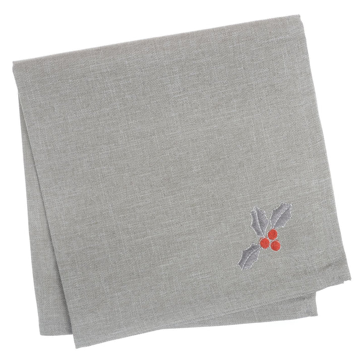 Grey Merry Christmas Fabric Tablecloths / Napkins Xmas Decoration 4pk of Napkins