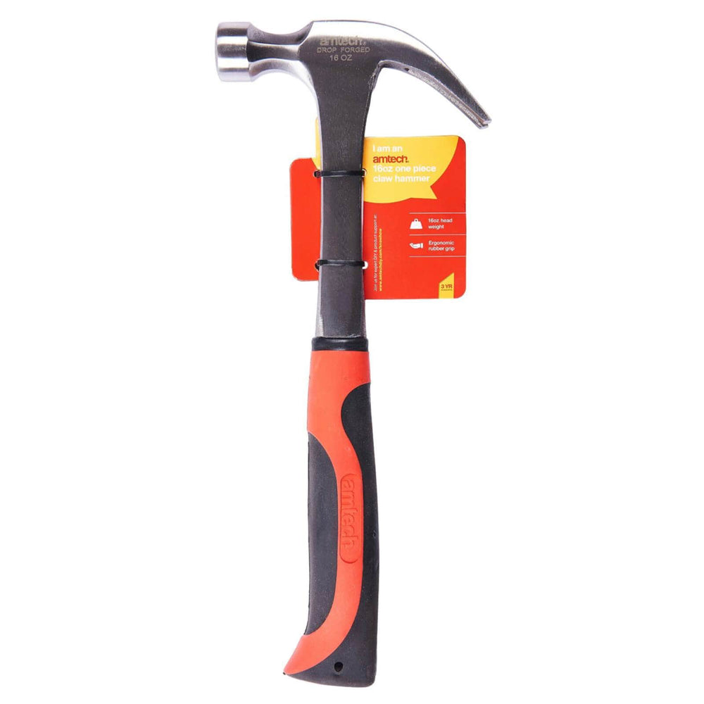 Amtech 16oz Claw Hammer Rubber Grip Handle