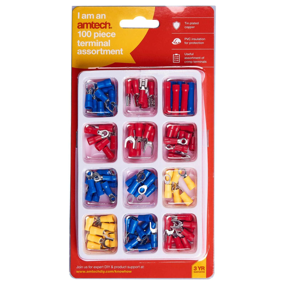 Amtech 100pc Terminal Assortment Insulated Crimp