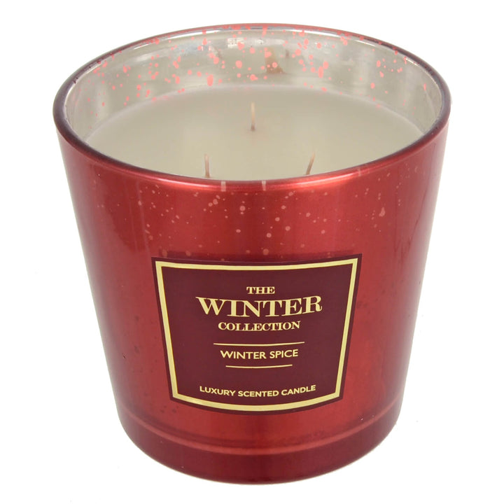 Winter Collection Large 3 Wick Scented Candle Metallic Finish Winter Spice