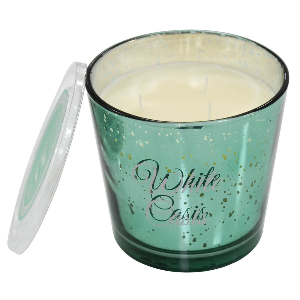 Baltus Large Scented Candle Metallic Holder 3 Wick 45 Hours White Cassis