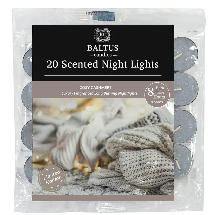 Baltus 20 Pack of Scented Tealight Night Lights Candles 8hr Burn Cosy Cashmere