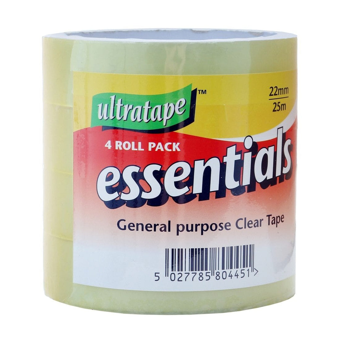 Ultratape 4 Rolls Of Clear Sticky Tape 22mm x 25m