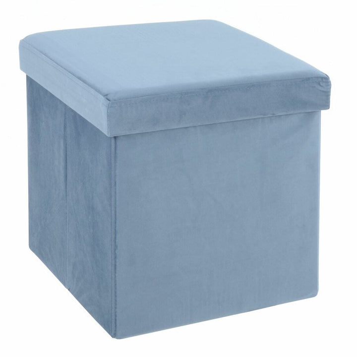 Hodge &amp; Hodge Velvet Effect Storage Ottoman With Lid Blue