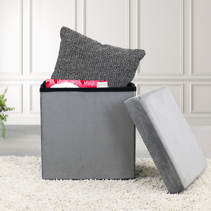 Hodge & Hodge Velvet Effect Storage Ottoman With Lid