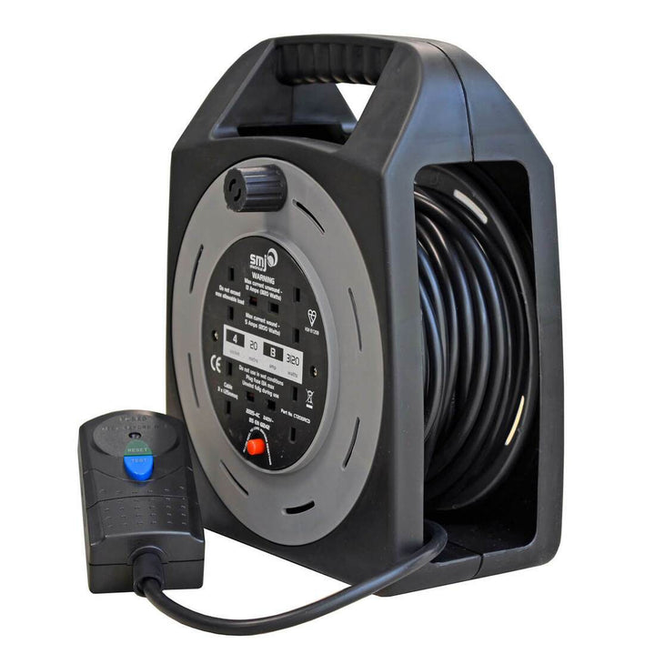 20m Extension Cable Reel RCD Plug 4x13A Sockets Easy Wind