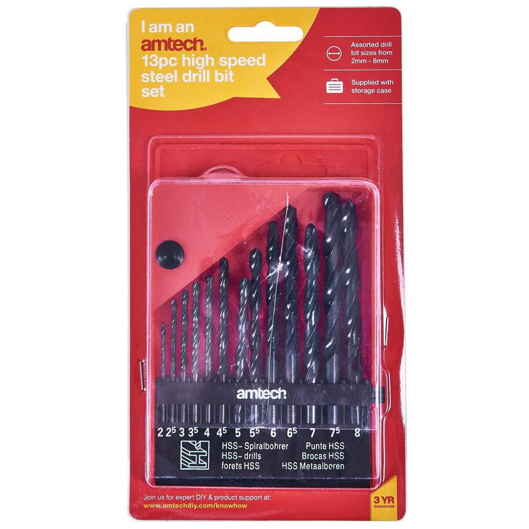 Amtech 13pc High Speed Steel Large Drill Bit Set