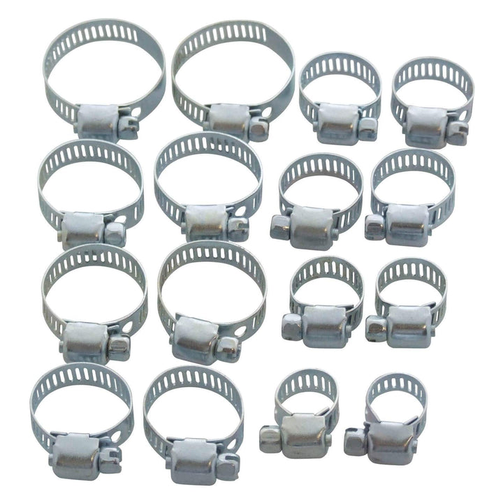 Amtech 16pc Hose Clip Set Anti Rust Zinc Plated 13-32mm Rings