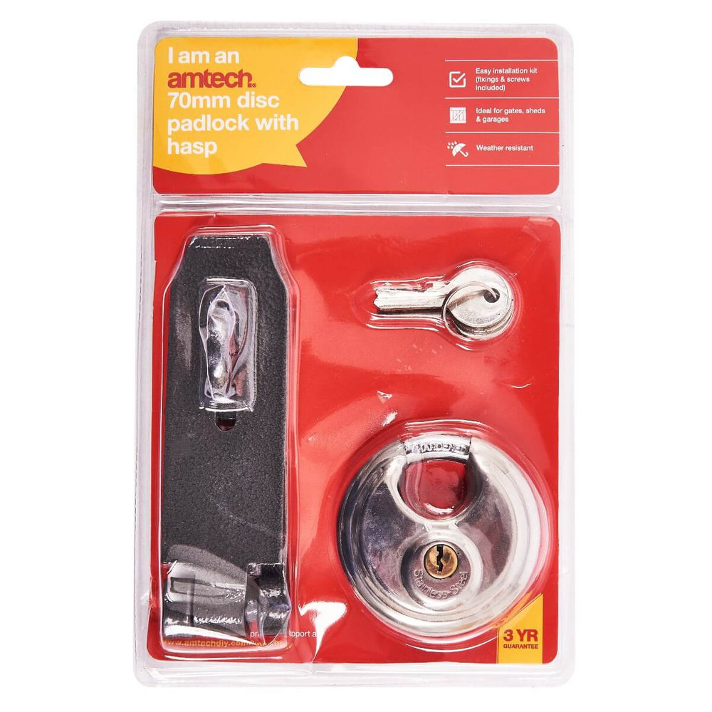 Amtech Heavy Duty Heat Treated Carbon Steel Hasp With Padlock