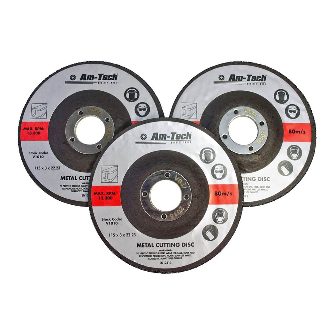 Amtech 3pc 115mm Metal Cutting Disc With Depressed Centre