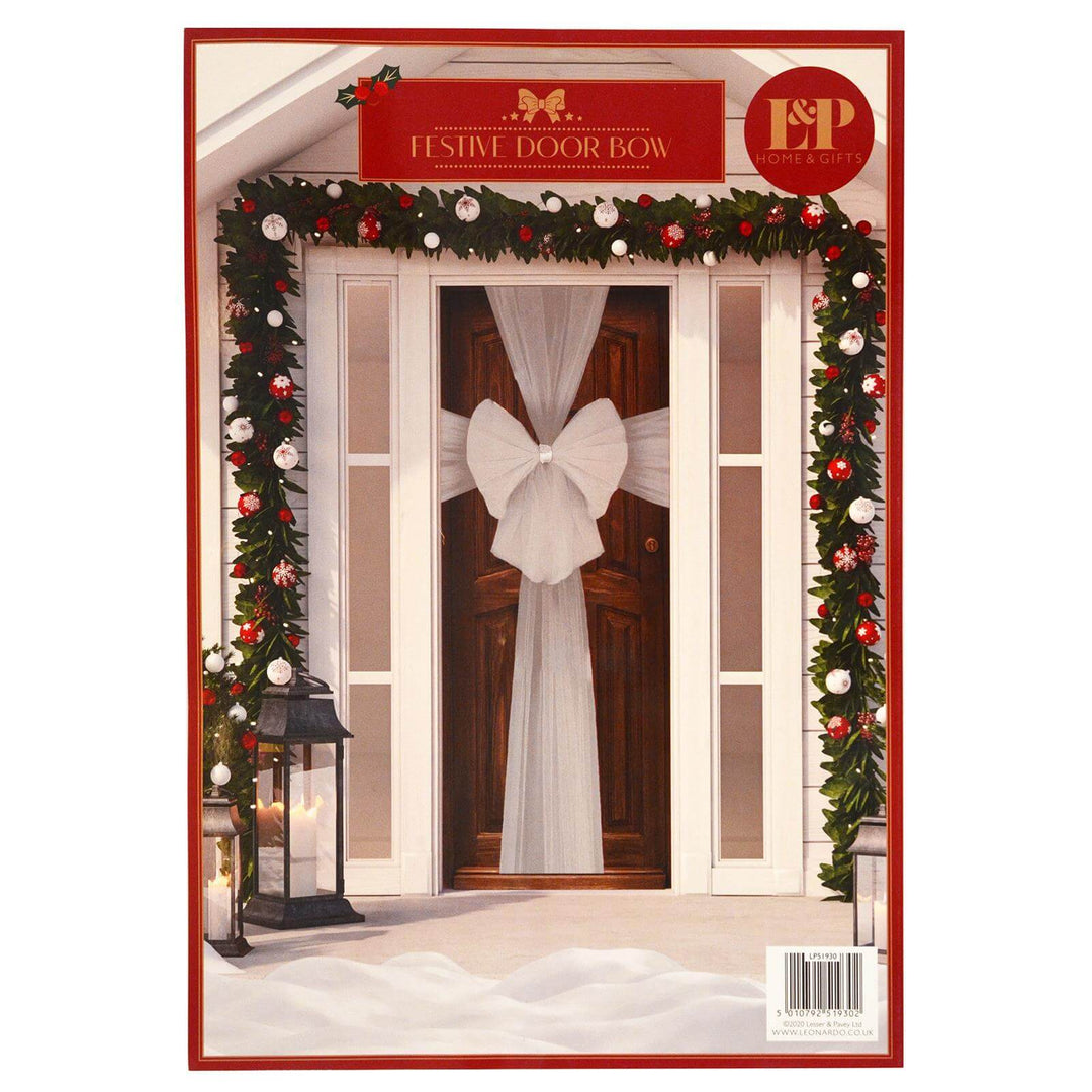 Festive Door Bow Christmas Decoration Home Silver Gold Silver