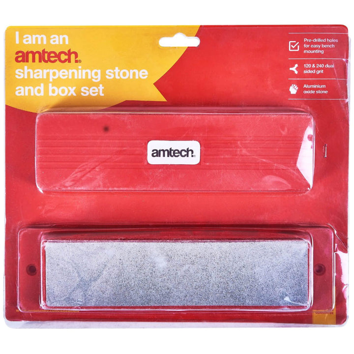 Amtech 8" Sharpening Stone And Box Set