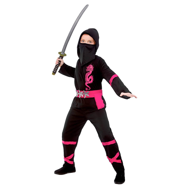 Kids Power Ninja Japanese Fighter Black Halloween Costume Pink / S (3-4 years)