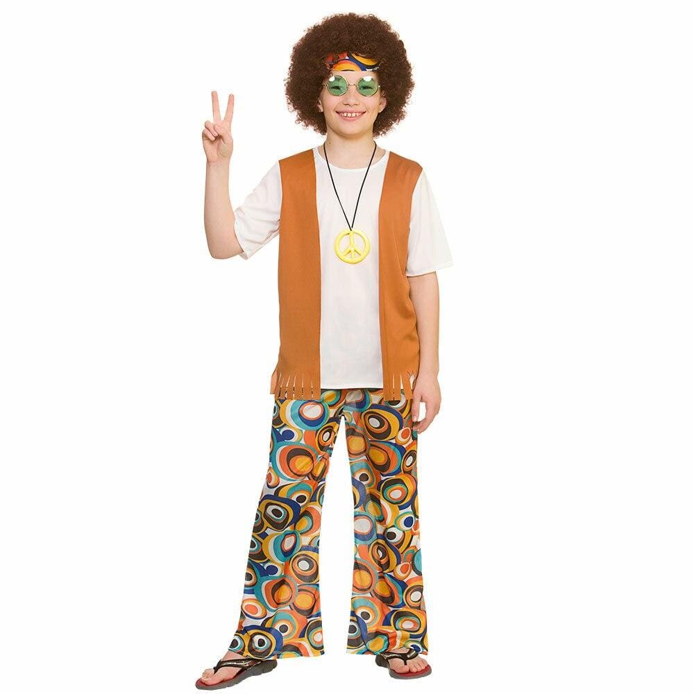 Kids Cool Hippie Fancy Dress Costume 60s Peace Halloween M