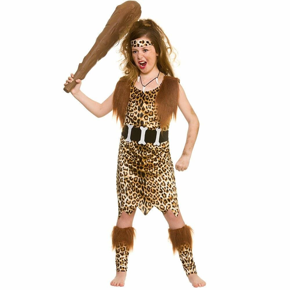 Stone Age Cave Girl Fancy Dress Costume Animal Print Tunic M