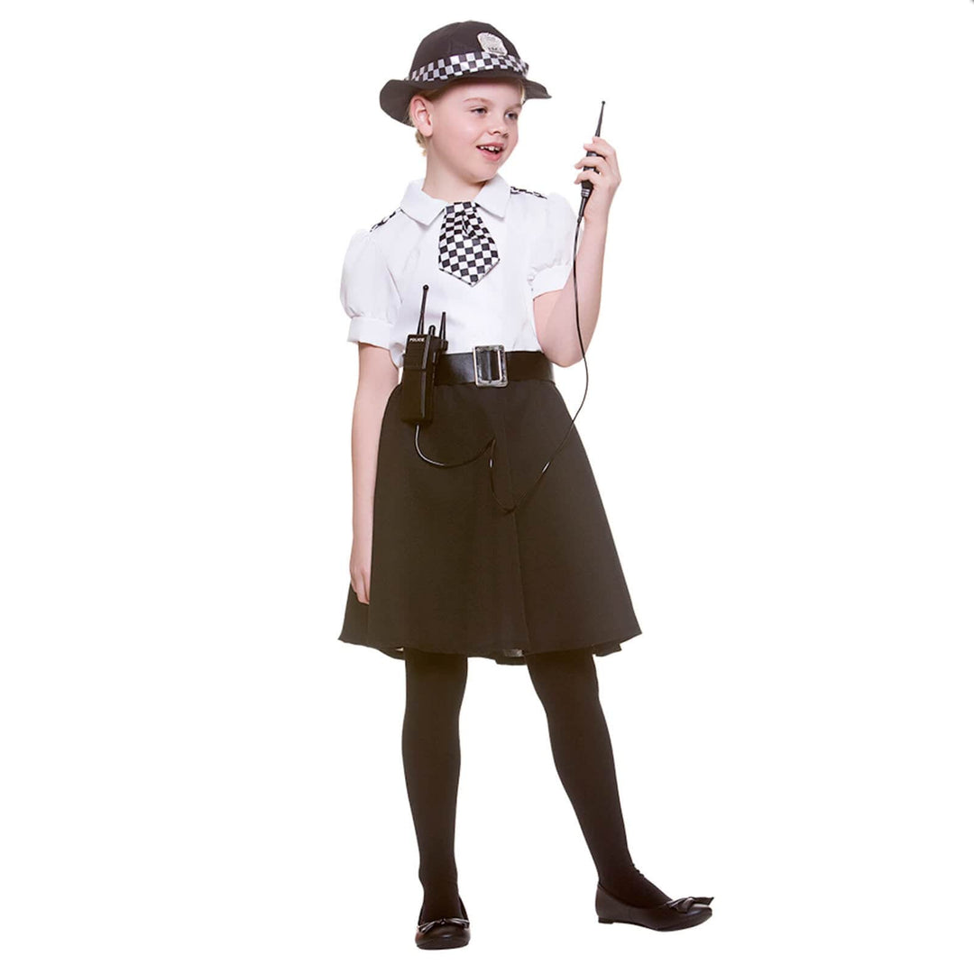 Girls Police Officer Costume WPC Hat Tie Uniform Fancy Dress