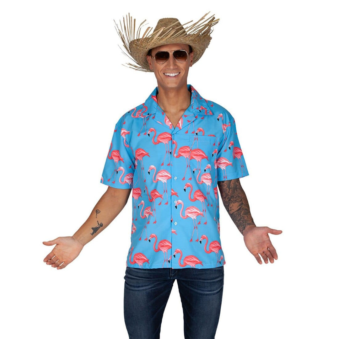 Hawaii Shirt Pink Flamingo Summer Beach Stag Party Fancy Dress S