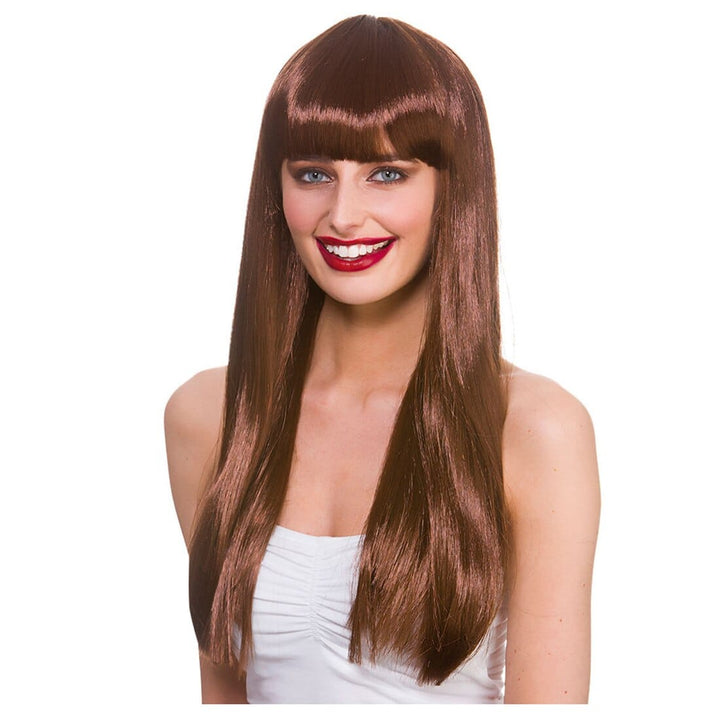 Fantasy Wig Long Hair Fringe Fancy Dress Halloween Party Brown