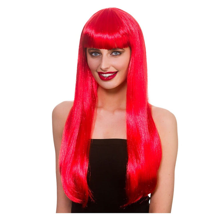 Fantasy Wig Long Hair Fringe Fancy Dress Halloween Party Red